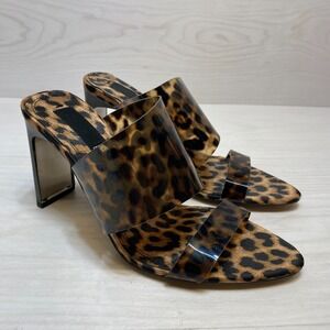 Zara‎ High Heel Sandals Women's Size 36 Brown Leopard Print Vinyl Strap Slip On